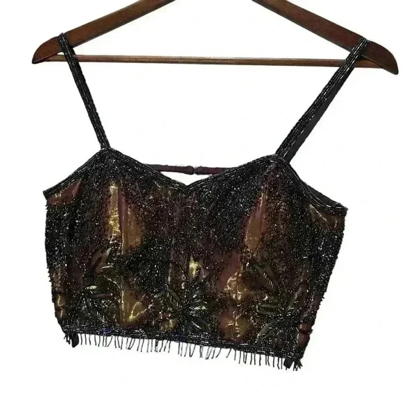 Y2K Je Matadi 100% Silk Beaded Ombré Mermaid Skirt And Halter Top Size Small - Picture 3 of 16